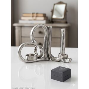 Tamar Mensios Studio Pewter Heart U Ring Holder Hand Made Signed Jewelry Gift